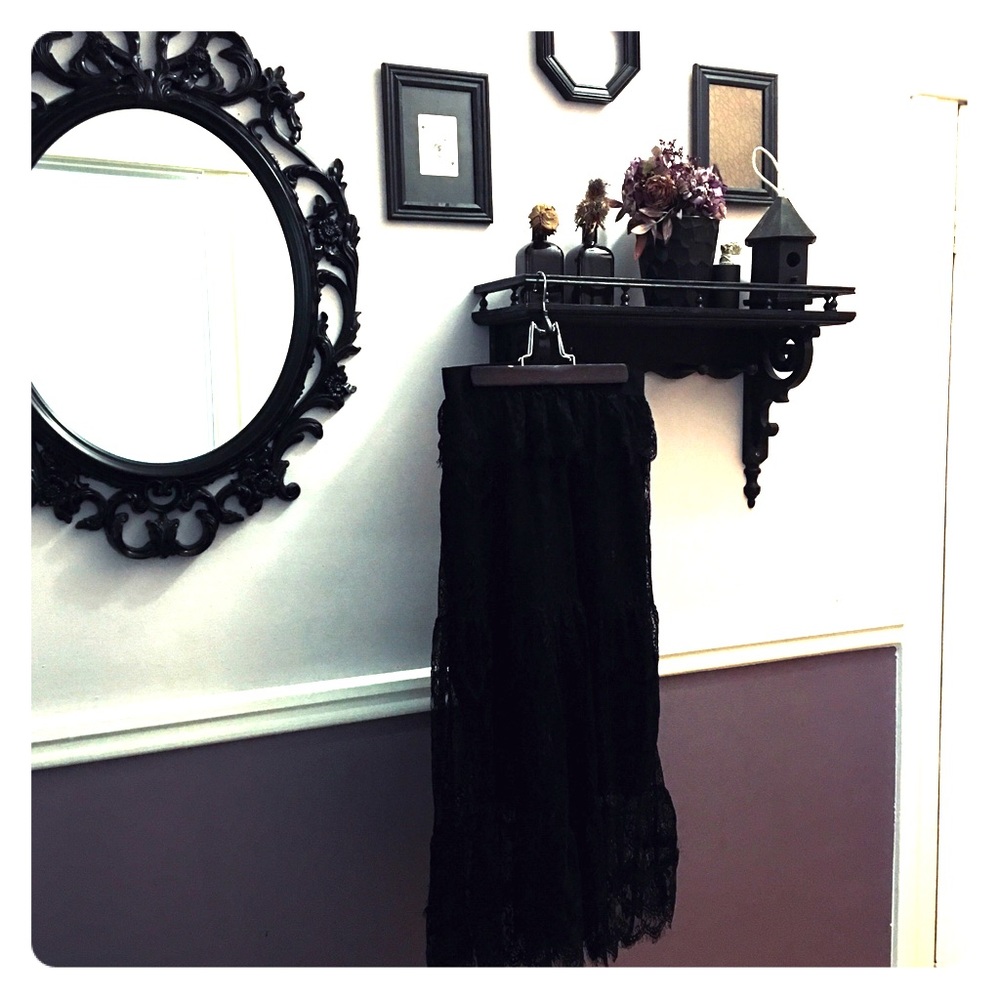 Black Lace Midi Skirt Alternative Goth